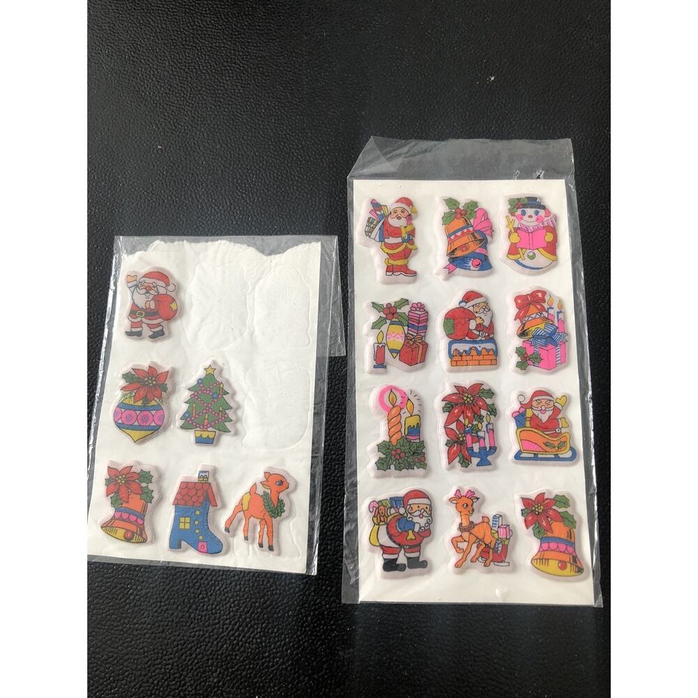 Vintage 1983 Christmas Puffy Stickers Pack 18 count Imperial Unused